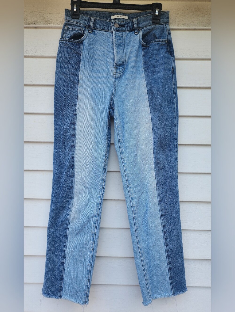 Two-Tone Blue Panel High-Waist Women’s Jeans - Picture 1 of 8